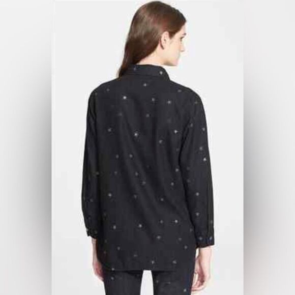 Current Elliott Anthropologie The Perfect Dark wash Denim Boyfriend Shirt. 2 - Picture 2 of 8